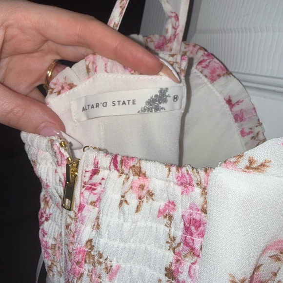 Altar'd State Pink Floral Ruffle Strap Dress - Picture 3 of 3